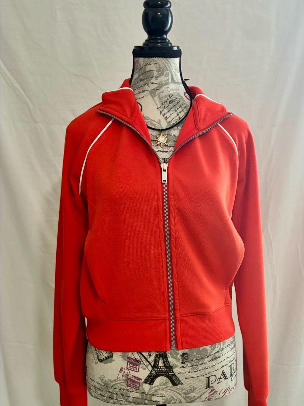 SPANX AirEssentials Pique Poppy Orange/Red Zip-Up Track Jacket